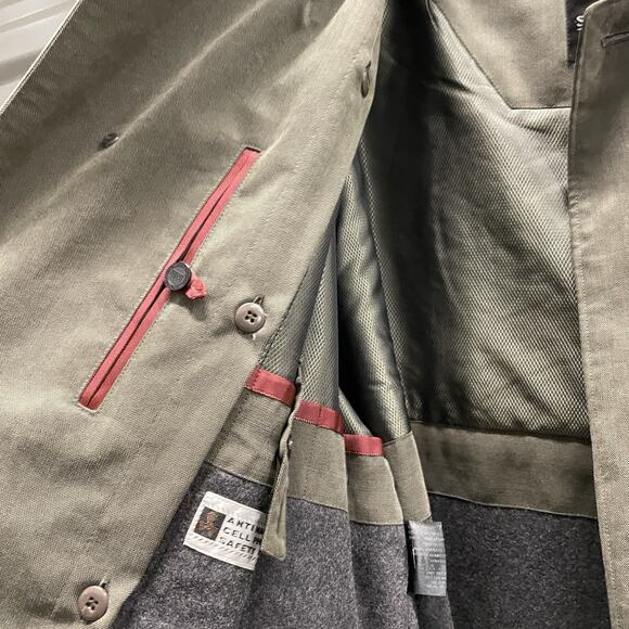 Sanyo New York Wool Lined Trench Coat Size R44 Olive Made in Japan Men’s M - Picture 5 of 11